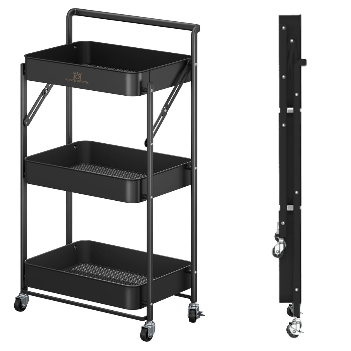 KING RACK - Carrito Carro Organizador Multiuso Ruedas Plegable Estantes