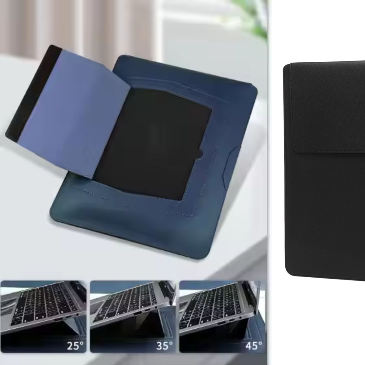 GENERICO - Funda Para Notebook Macbook Con Soporte Plegable 13"  / 14"  - Negro