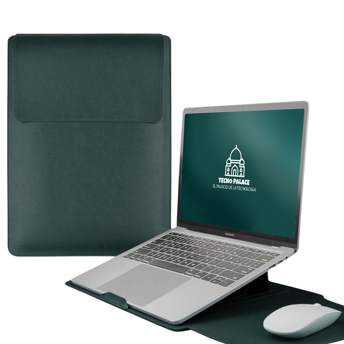 GENERICO - Funda Para Notebook Macbook Con Soporte Plegable 13"  / 14"  - Verde O