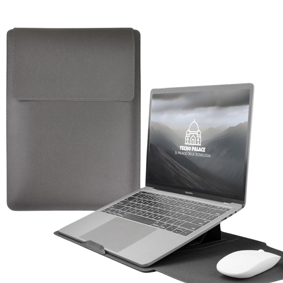 GENERICO - Funda Para Notebook Macbook Con Soporte Plegable 13"  / 14"  - Gris O
