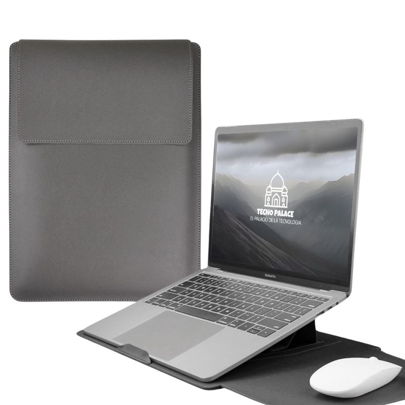 GENERICO - Funda Para Notebook Macbook Con Soporte Plegable 13"  / 14"  - Gris O