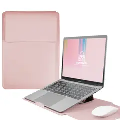 GENERICO - Funda Para Notebook Macbook Con Soporte Plegable 13" / 14" - Rosado