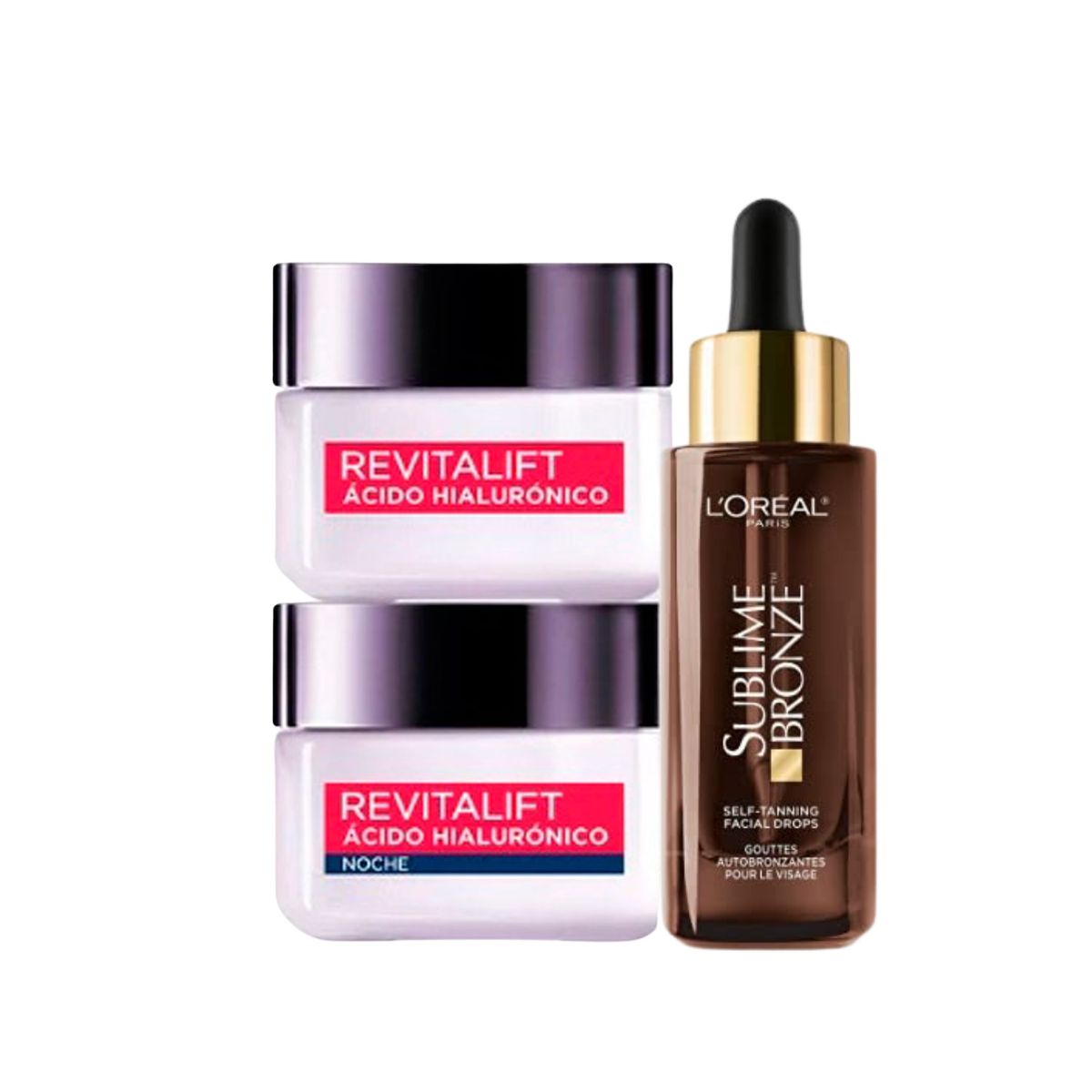 LOREAL PARIS - Pack Sublime Bronze Gotas Autobronceantes  + Revitalift Día y Noche