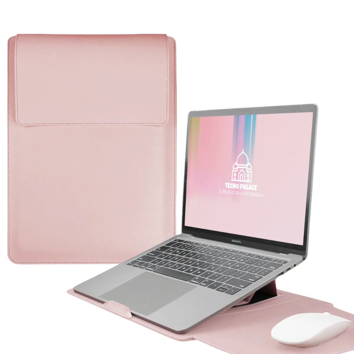 GENERICO - Funda Para Notebook Macbook Con Soporte Plegable 15"  / 16"  - Rosado