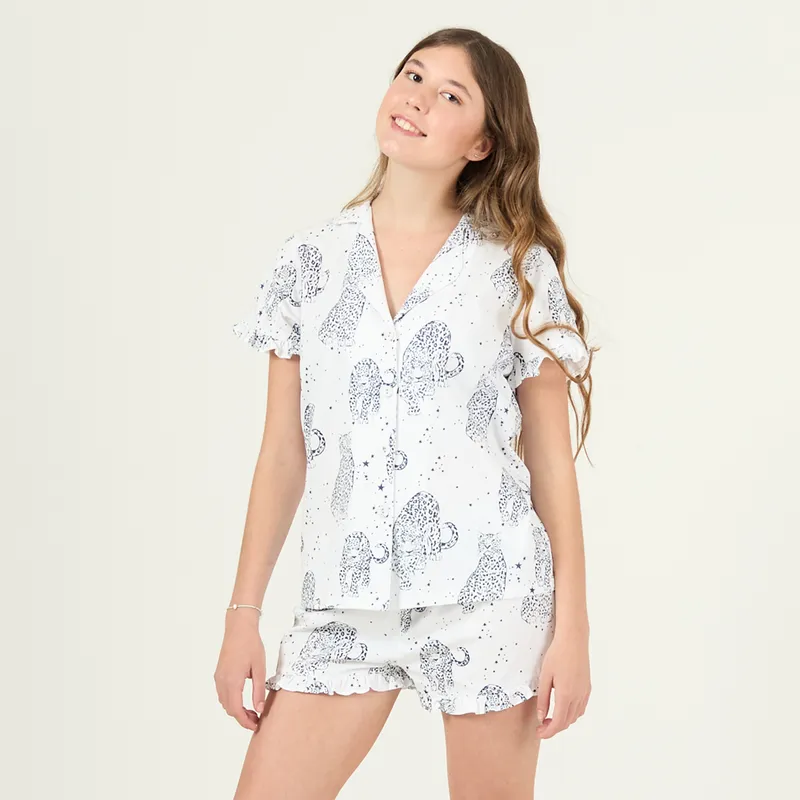 BARBIZON - Pijama de Mujer Lua Blanco Estampado