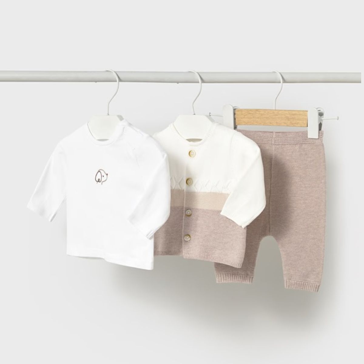 MAYORAL - Conjunto 3 piezas tricot recién nacido