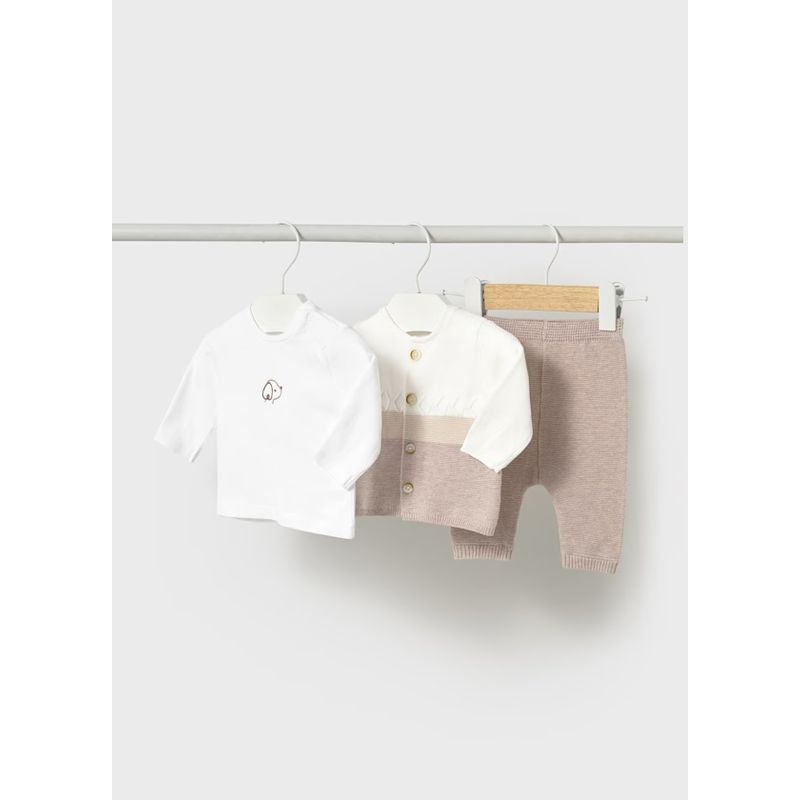 MAYORAL - Conjunto 3 piezas tricot recién nacido