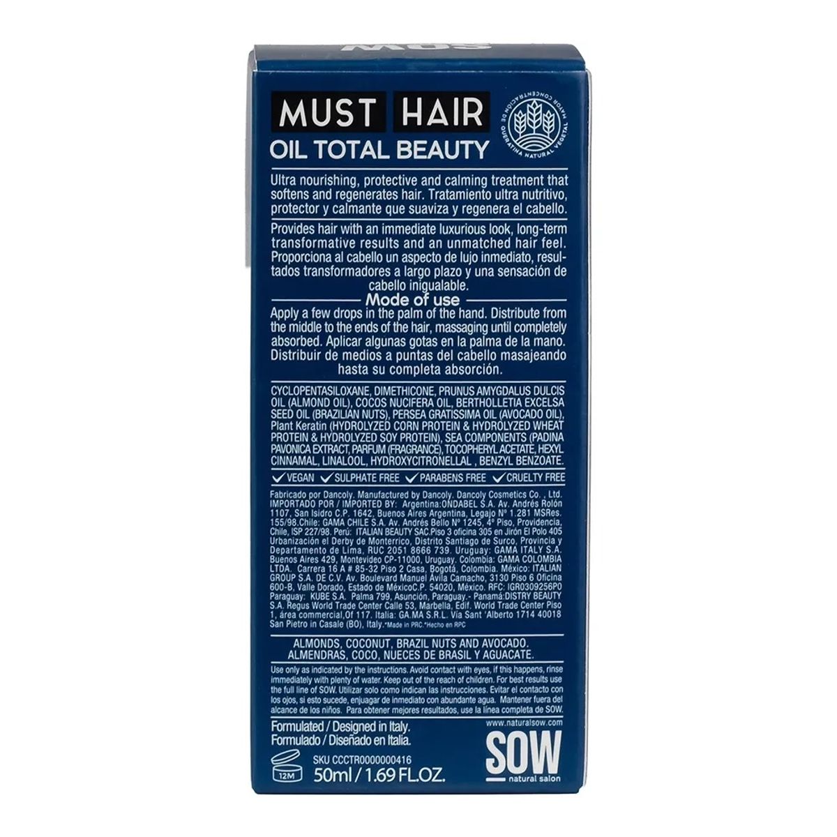 WELLA - Sow Aceite Capilar Reparador Con Protección Térmica Total Beauty 50ml