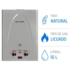 SINDELEN - Calefon 10 Lt Glp Tiro Natural Gas Licuado Plateado