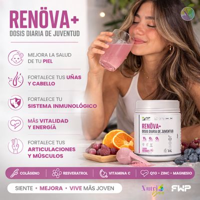 Imagen 2 del producto RENÖVA+ Colágeno Hidrolizado FWP Original - Biopéptidos Activos+ Resveratrol+Q10 + Vit y Min 315gr