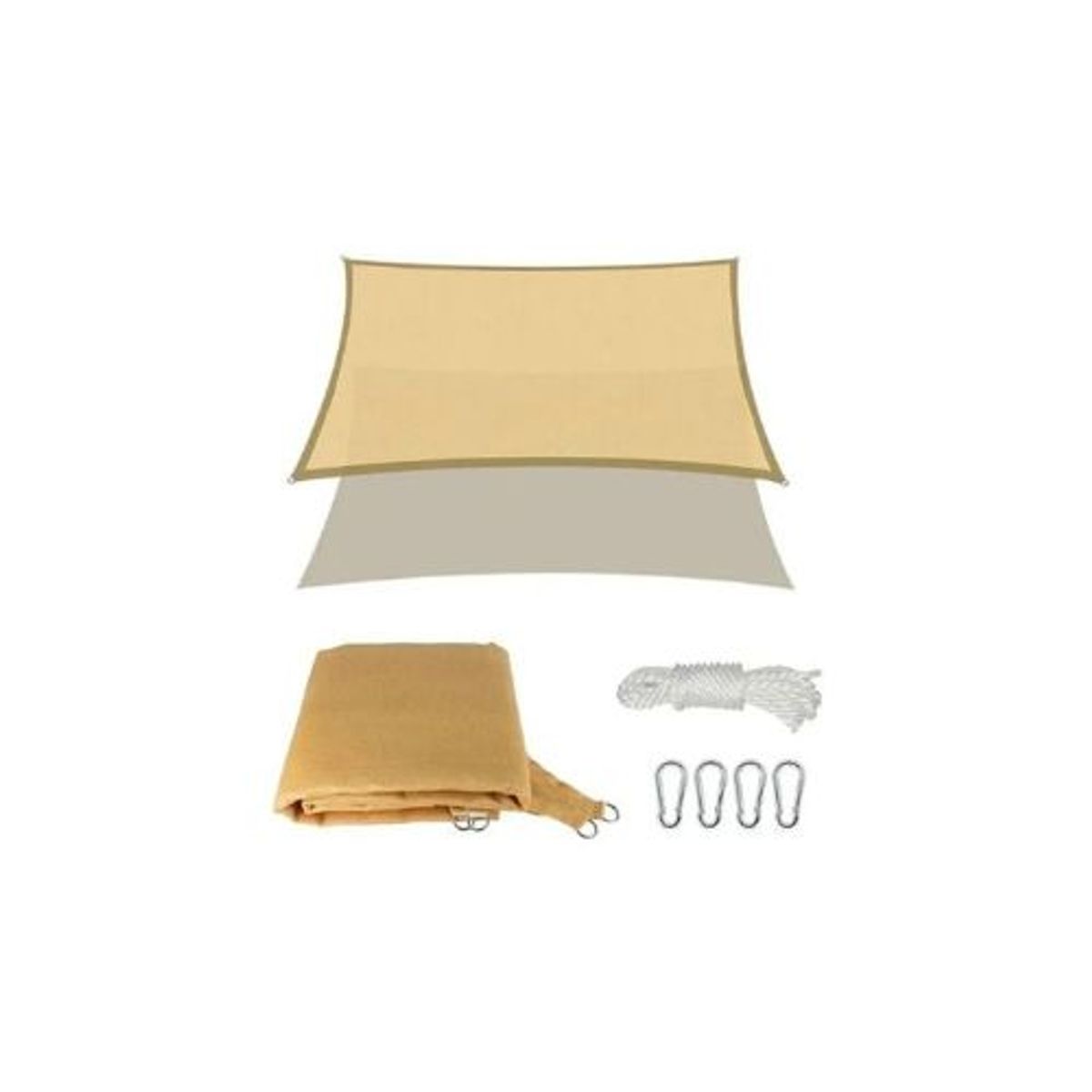 GENERICO - Toldo Vela Sombreadora Malla Sombra 5X6 Rectangular Color Beige