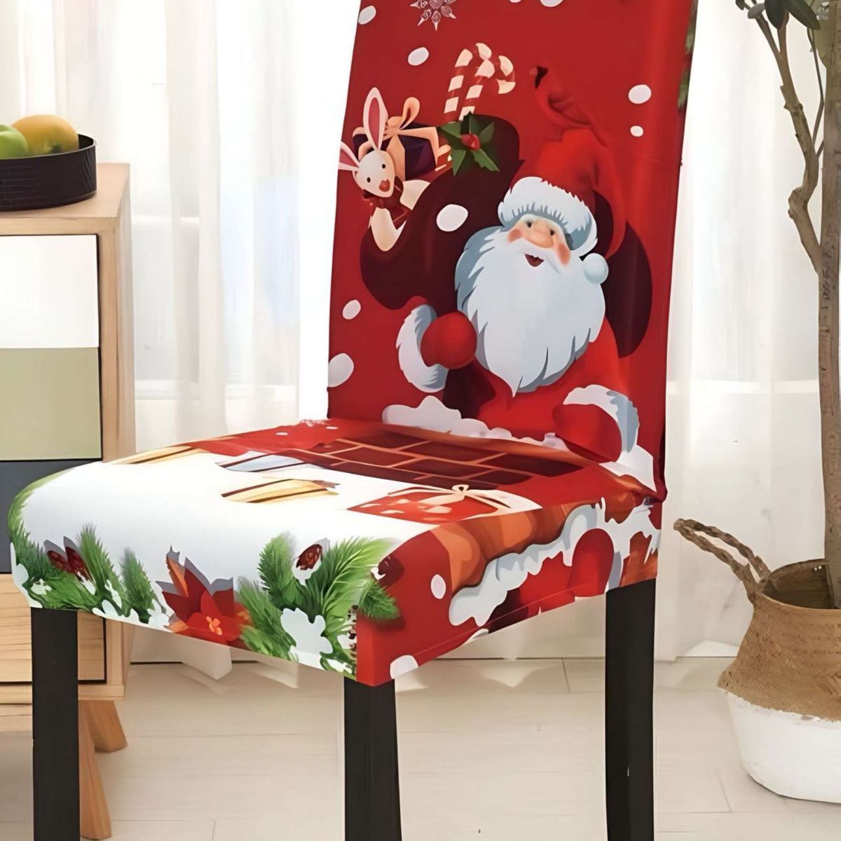 GENERICO - SET DE 6 FUNDAS PARA SILLAS DISEÑO NAVIDAD R02