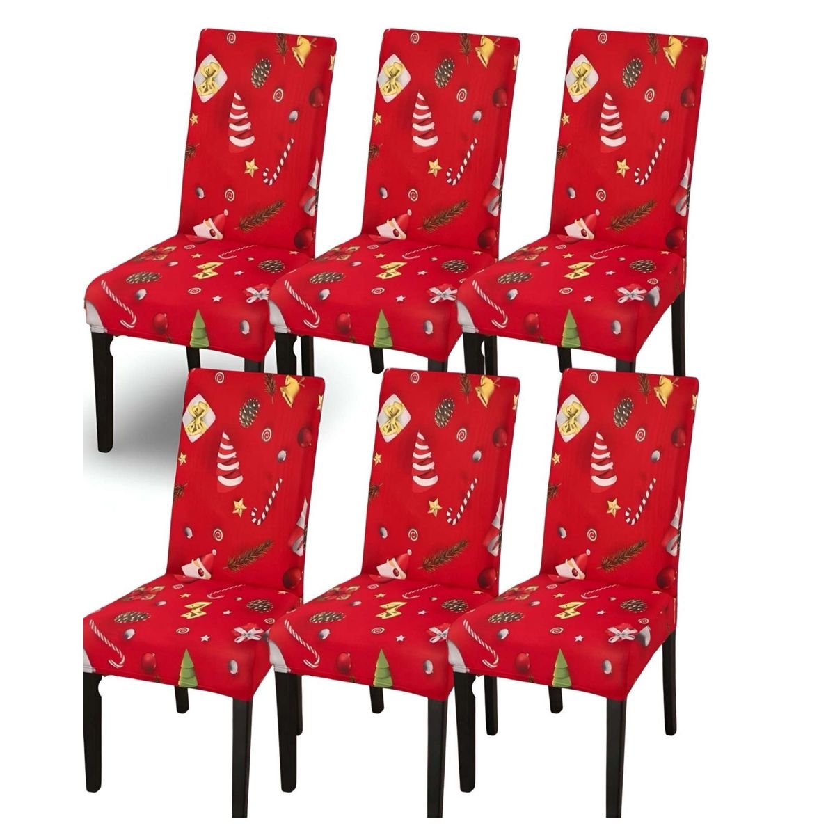 GENERICO - SET DE 6 FUNDAS PARA SILLAS DISEÑO NAVIDAD R11