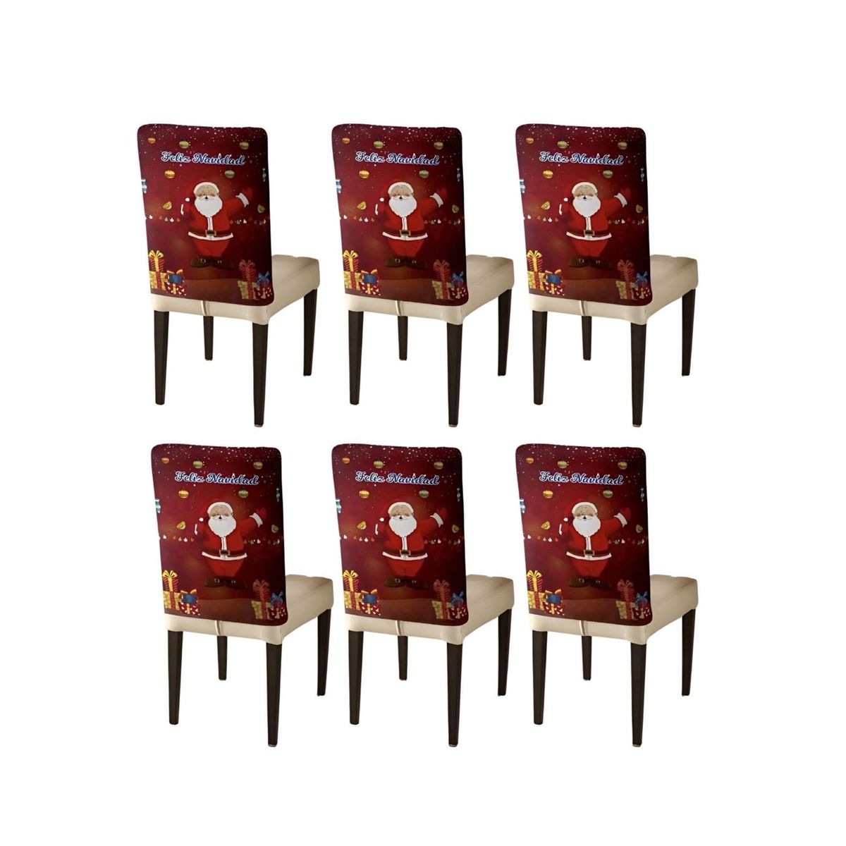 GENERICO - Pack 6 fundas de respaldo de sillas diseño navidad