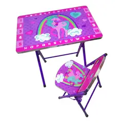 GENERICO - Mesa Escritorio y Silla Plegables Para Niñas Altura Ajustable