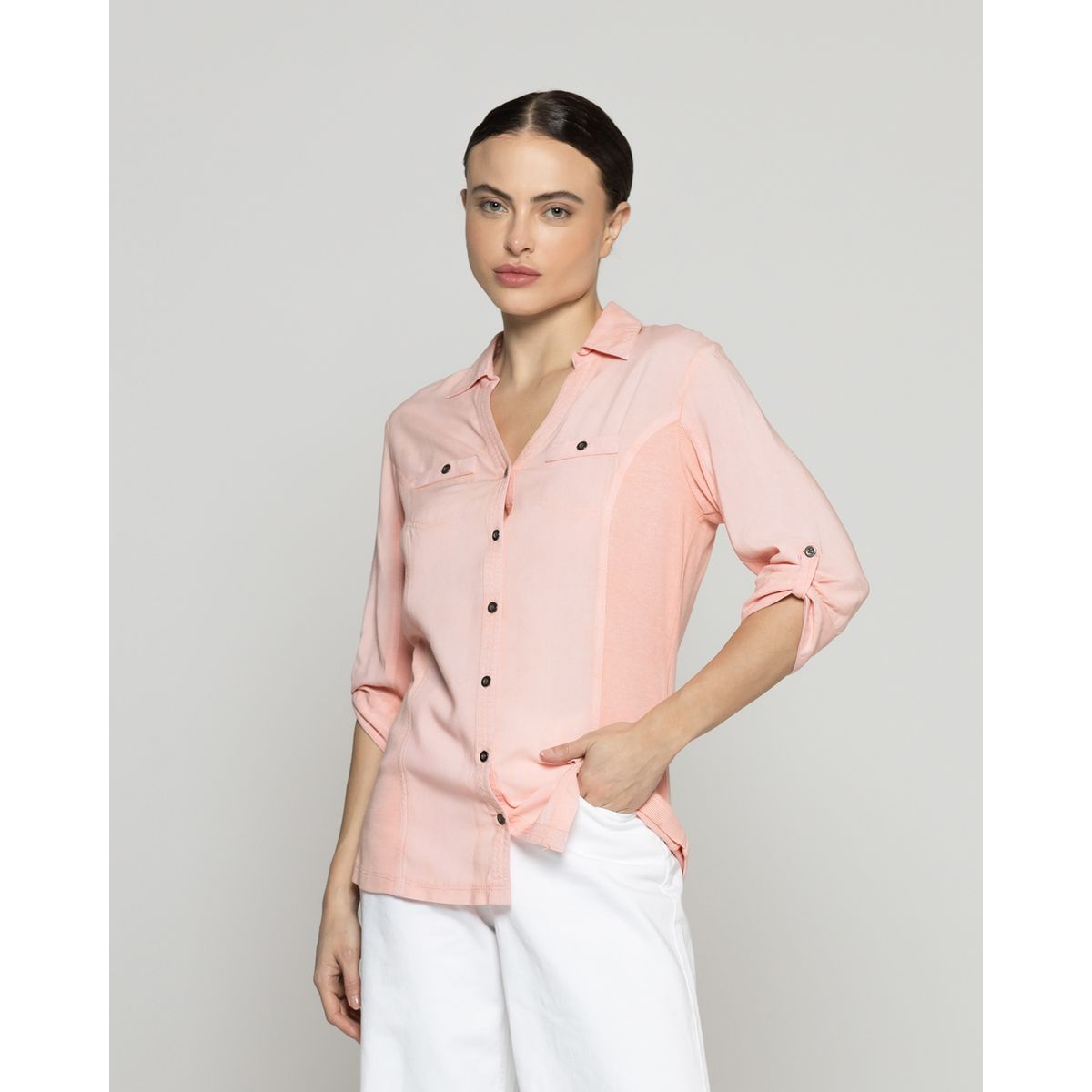 LINEATRE - Blusa Mujer Carolina Slim Fit Tela Ligera Rosada Lineatre