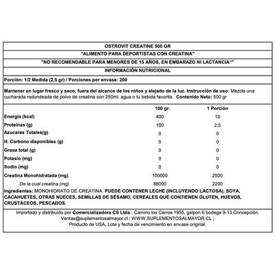 Imagen 2 del producto CREATINA MONOHIDRATADA 500 GR SIN SABOR -