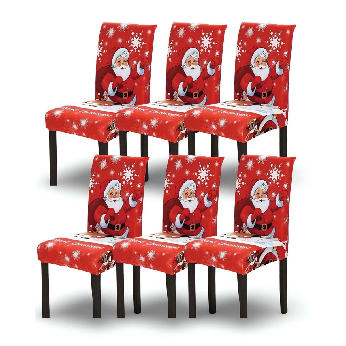 GENERICO - SET DE 6 FUNDAS PARA SILLAS DISEÑO NAVIDAD R04