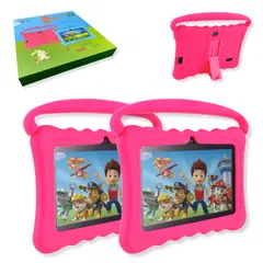 VEIDOO - Pack 2 Rosadas Tablets para Niños 7 Pulg. WiFi Playstore Control Parental