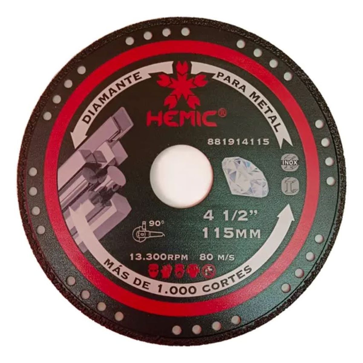 METALFER - Disco Corte Diamantado Metal Hemic 4 1/2 X 22.23 Mm