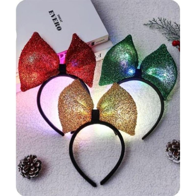 GENERICO - DIADEMA DE LAZO NAVIDEÑO BRILLANTE CON LUCES