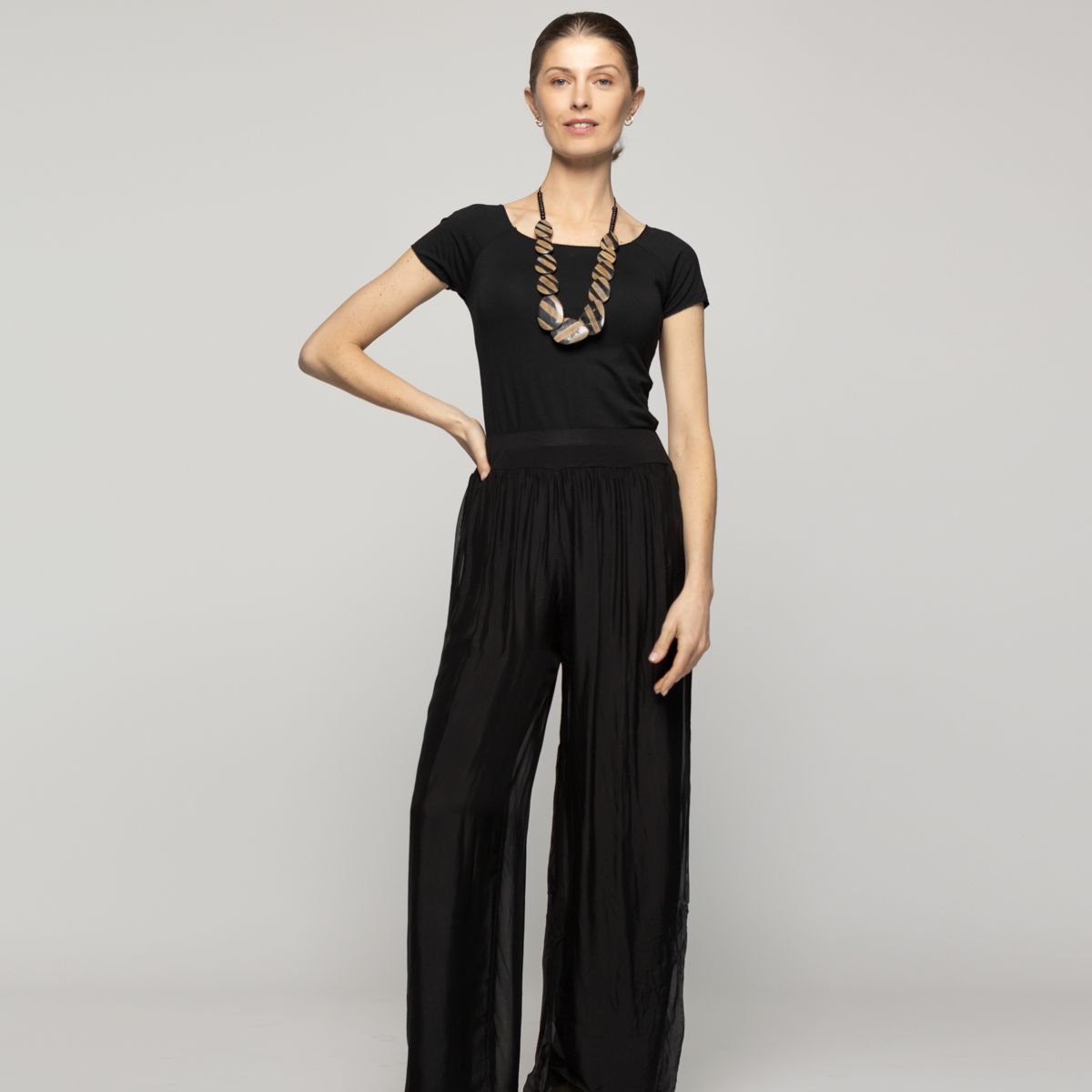 LINEATRE - Collar Mujer Cuentas Café Y Negro Lineatre