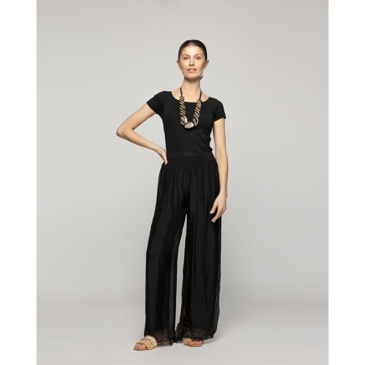 LINEATRE - Collar Mujer Cuentas Café Y Negro Lineatre