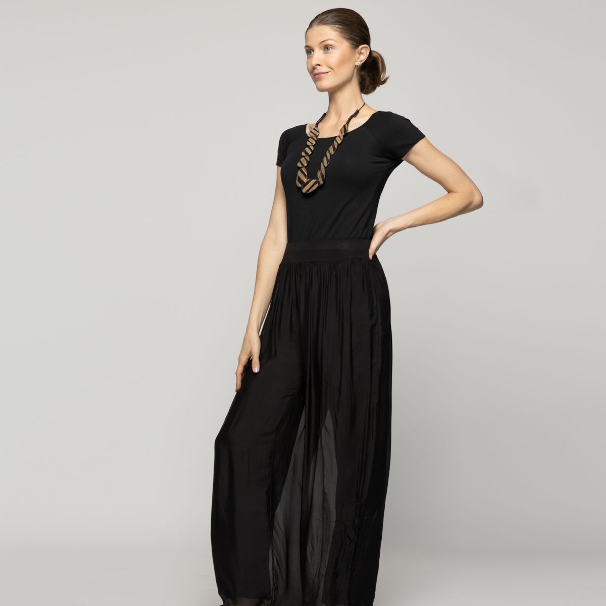 LINEATRE - Collar Mujer Cuentas Café Y Negro Lineatre