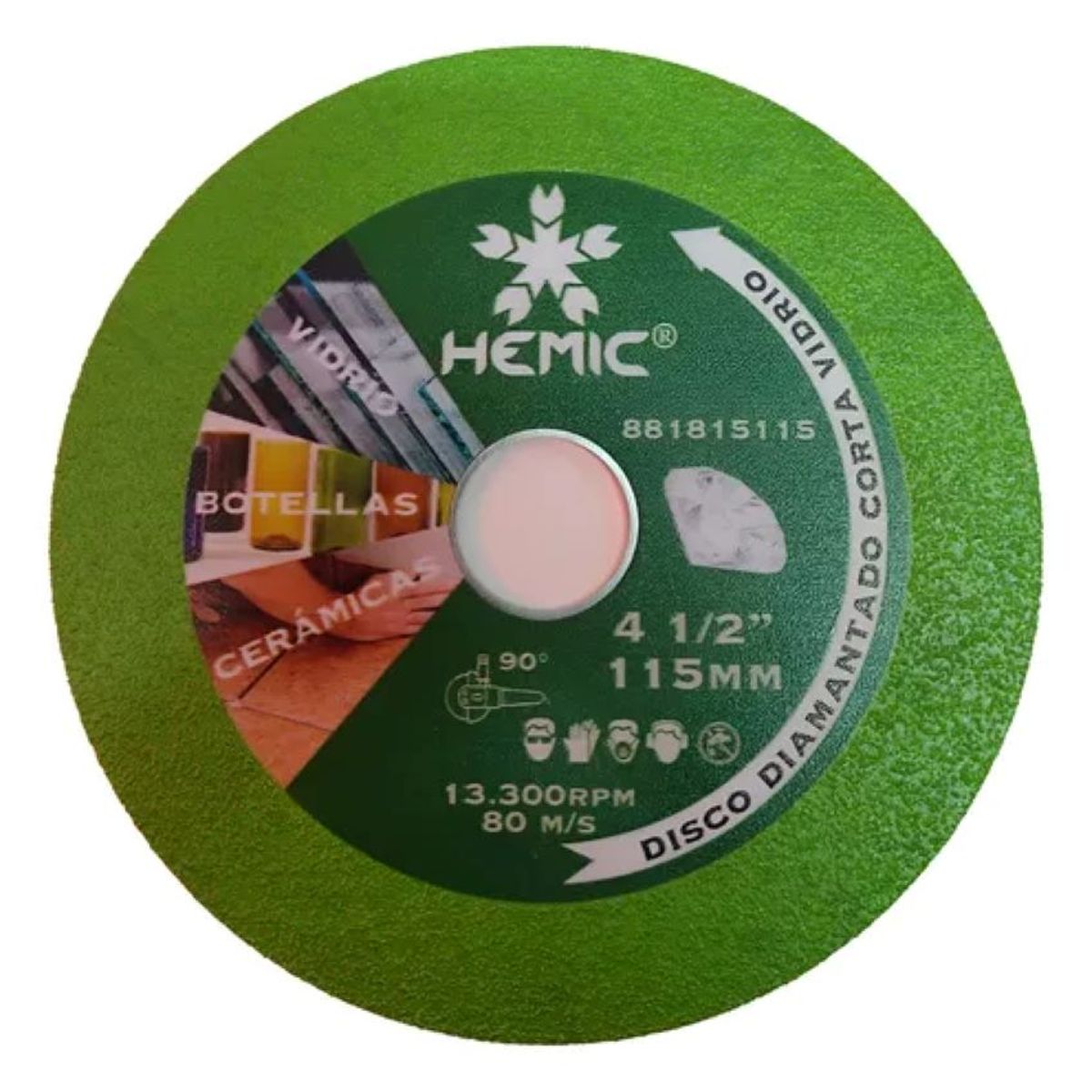 METALFER - Disco Diamantado Para Cortar Vidrio 115mm Hemic