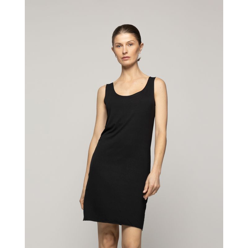 LINEATRE - Vestido Mujer Enagua Básico Negro Lineatre