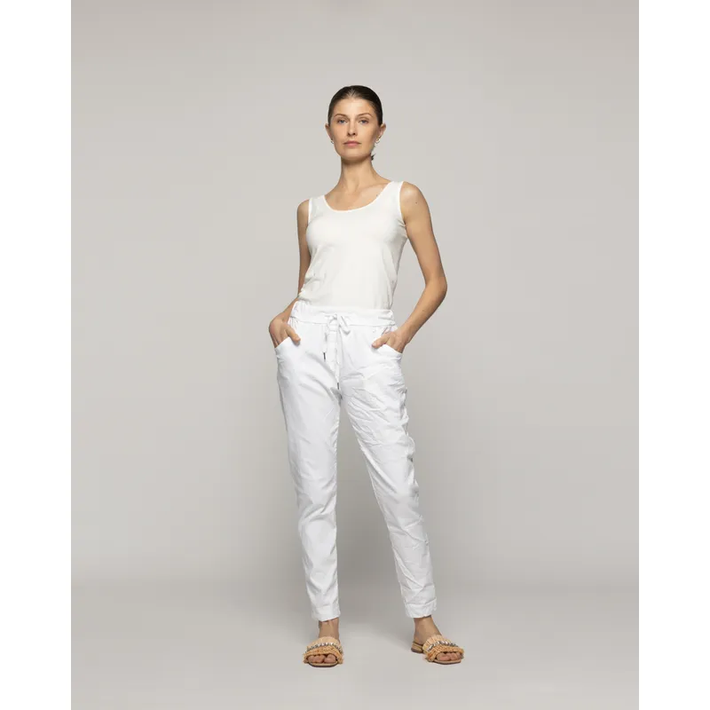 LINEATRE - Pantalón Mujer Jogger Priscila Cintura Elasticada Blanco Lineatre