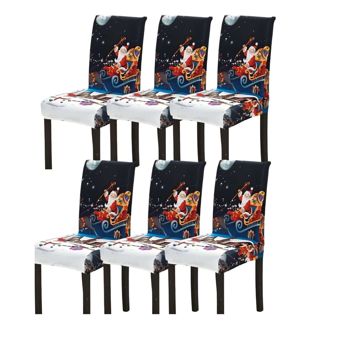GENERICO - SET DE 6 FUNDAS PARA SILLAS DISEÑO NAVIDAD R07