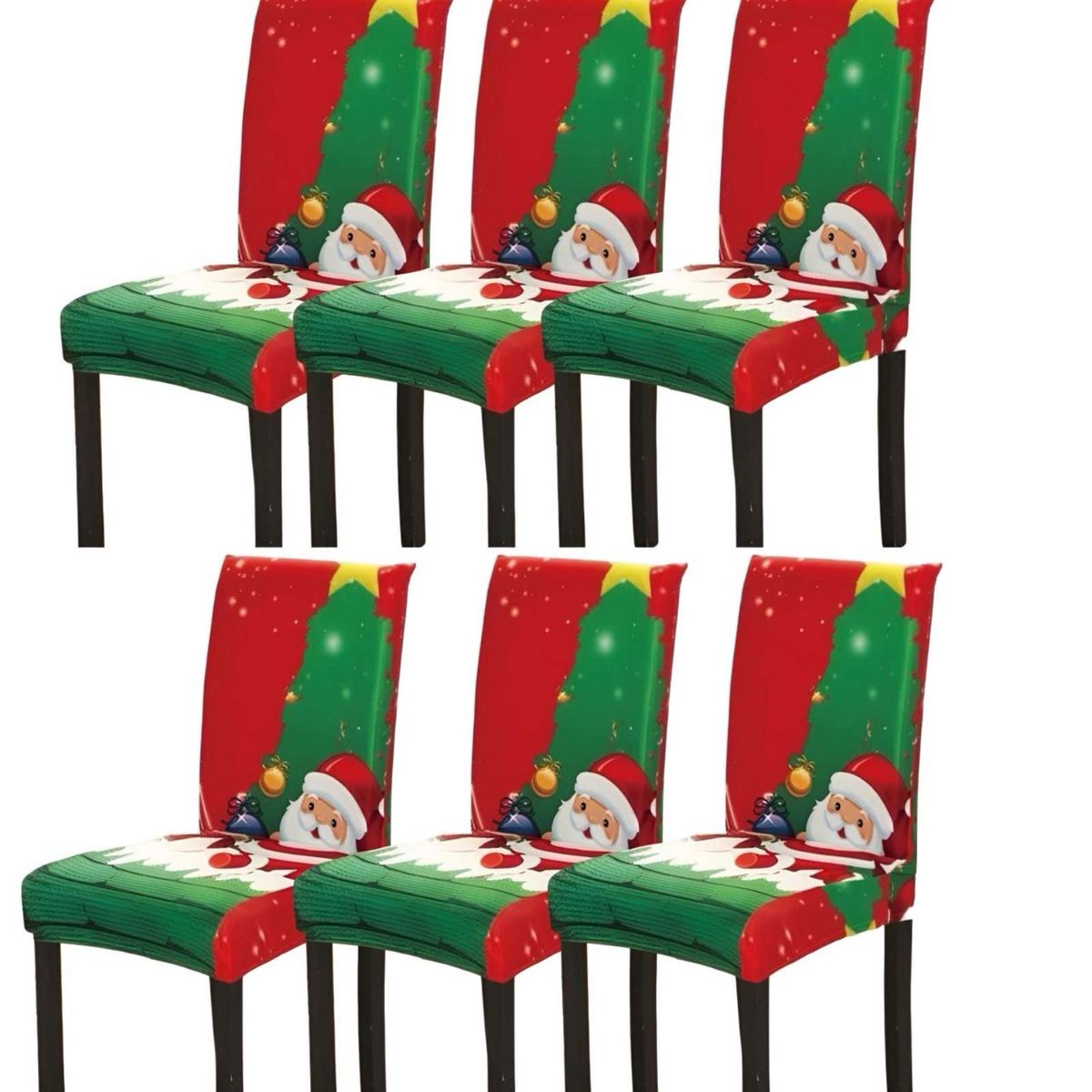 GENERICO - SET DE 6 FUNDAS PARA SILLAS DISEÑO NAVIDAD R09