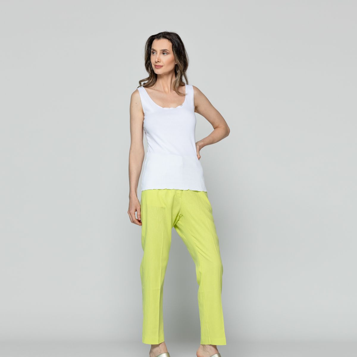 LINEATRE - Top Mujer Básico Tommasa Acanalado Sin Mangas Blanco Lineatre