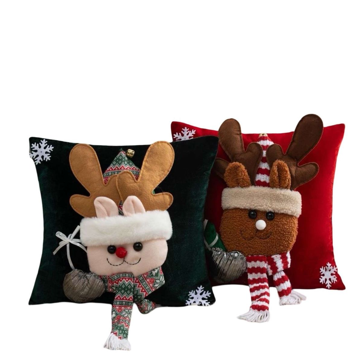 GENERICO - JUEGO DE 2 FUNDAS DE COJIN PARA NAVIDAD 3D   B1