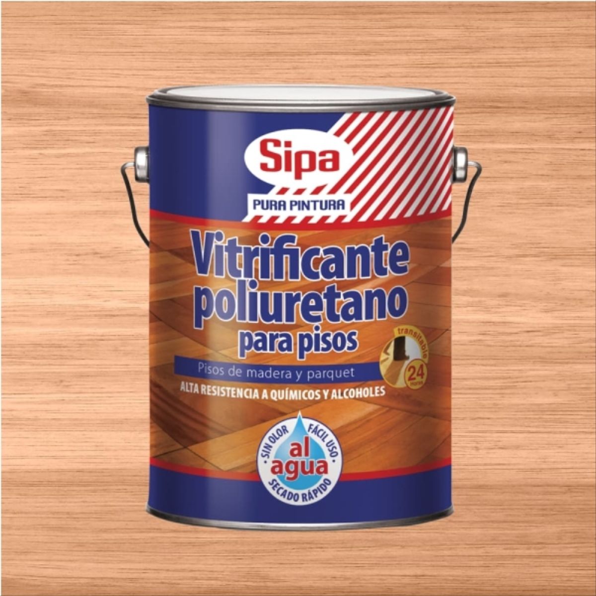 SIPA - Barniz vitrificante poliuretano pisos base agua brillante incoloro 1 gal