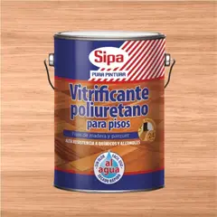 SIPA - Barniz vitrificante poliuretano pisos base agua brillante incoloro 1 gal