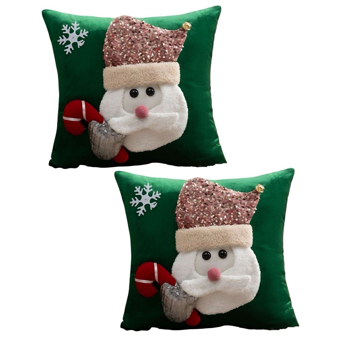 GENERICO - JUEGO DE 2 FUNDAS DE COJIN PARA NAVIDAD 3D   B15