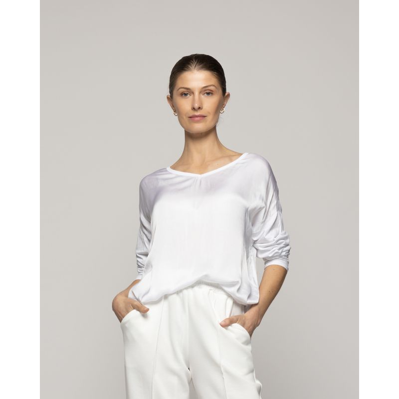 LINEATRE - Polera Mujer Oba Manga Larga Blanca Lineatre