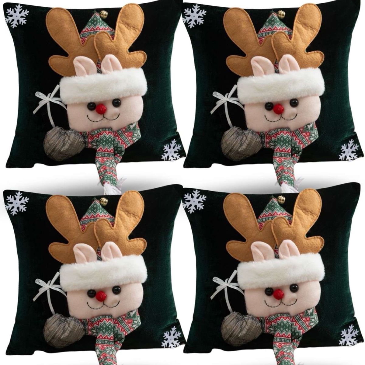 GENERICO - JUEGO DE 4 FUNDAS DE COJIN PARA NAVIDAD 3D   B2