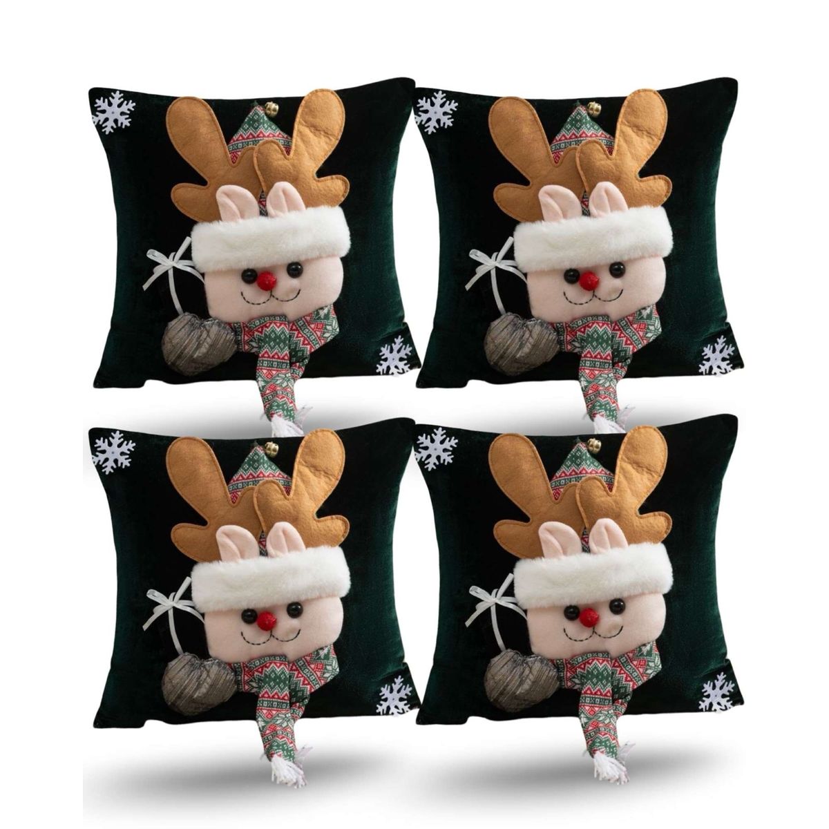GENERICO - JUEGO DE 4 FUNDAS DE COJIN PARA NAVIDAD 3D   B2
