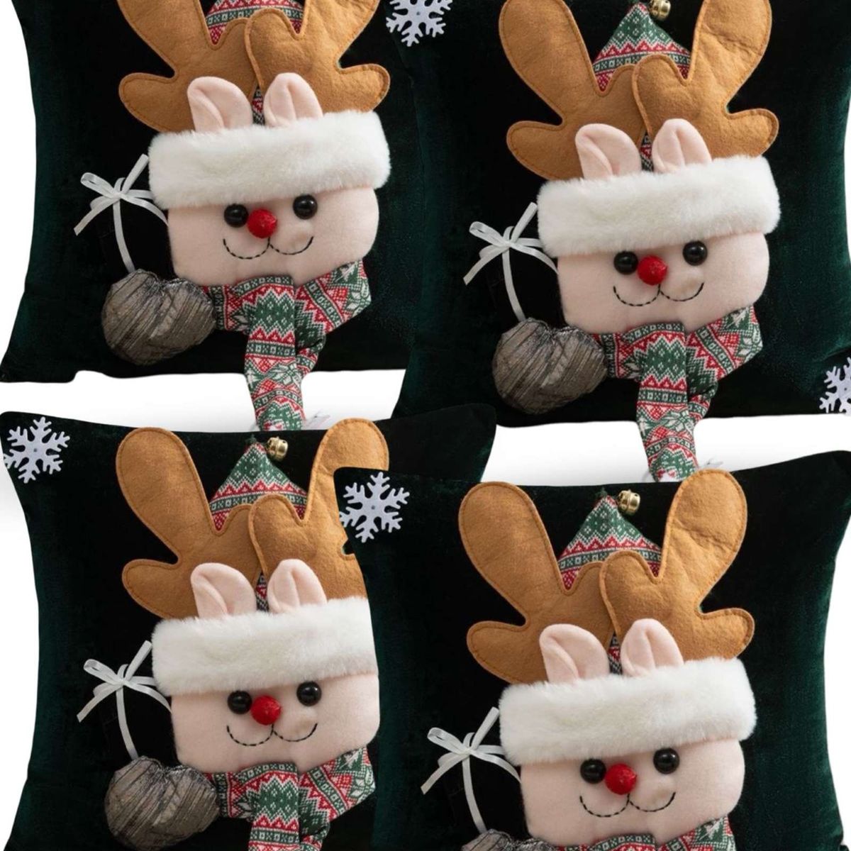 GENERICO - JUEGO DE 4 FUNDAS DE COJIN PARA NAVIDAD 3D   B2