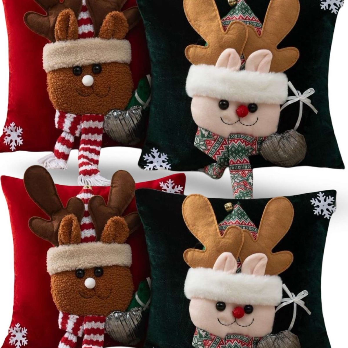 GENERICO - JUEGO DE 4 FUNDAS DE COJIN PARA NAVIDAD 3D   B3