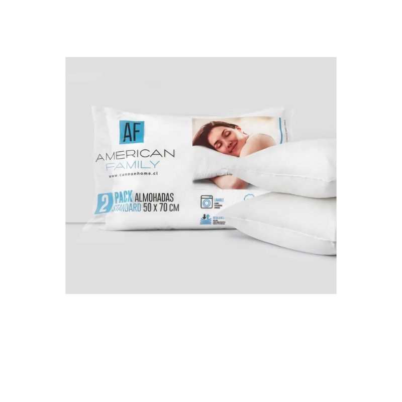 AMERICAN FAMILY - Pack 4 Almohadas 50x70 Polycotton - Cannon Blanco