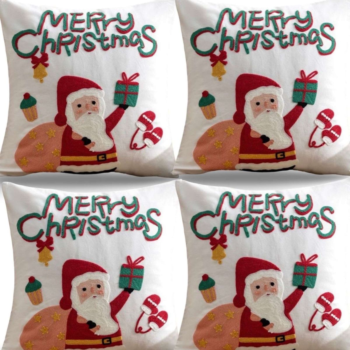 GENERICO - JUEGO DE 4 FUNDAS DE COJIN PARA NAVIDAD K9