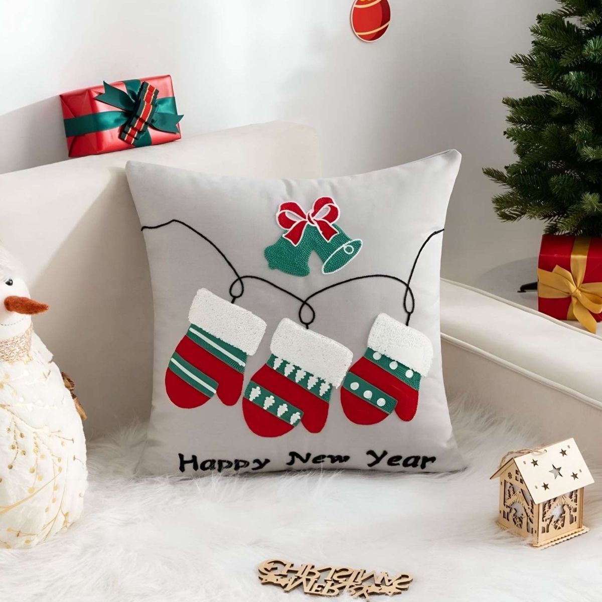 GENERICO - JUEGO DE 4 FUNDAS DE COJIN PARA NAVIDAD K14