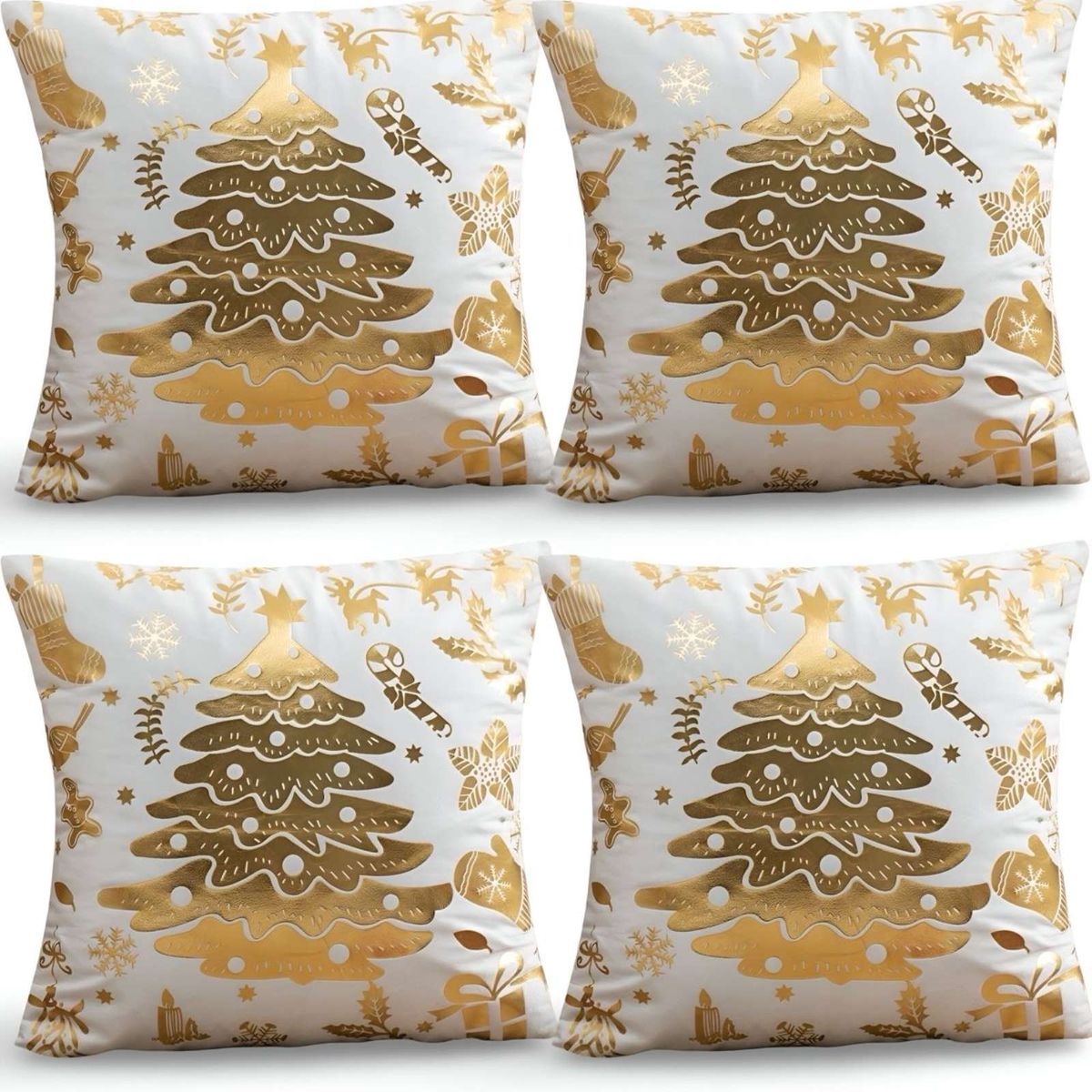 GENERICO - JUEGO DE 4 FUNDAS DE COJIN PARA NAVIDAD M5