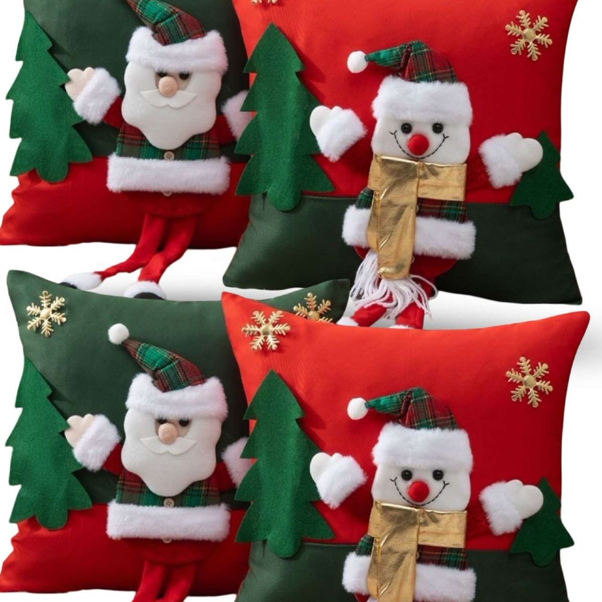 GENERICO - JUEGO DE 4 FUNDAS DE COJIN PARA NAVIDAD 3D   B11