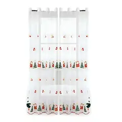 GENERICO - JUEGO PAR DE CORTINA VISILLO TRANSPARENTE DISEÑO NAVIDEÑO 140X230 CM V5