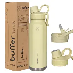 BUFFER FLASK - Termo Botella Agua Termica Acero Inox Buffer 1lt - Amarillo
